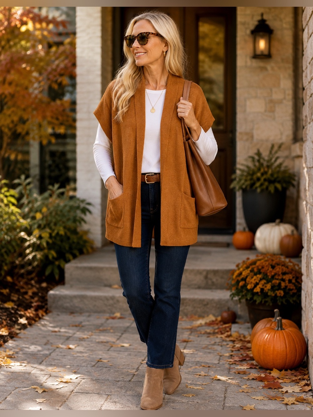 J. Jill burnished brass ribbed gilet/cardigan
